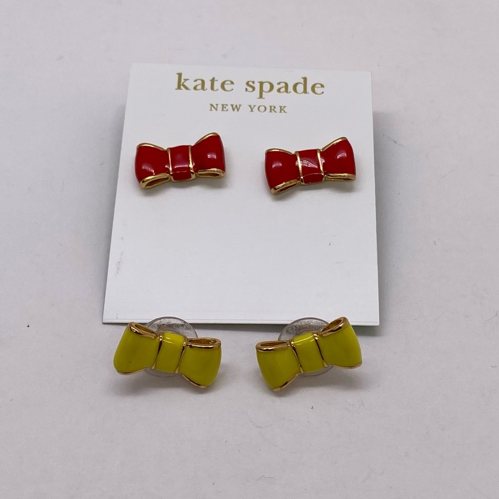 Kate Spade New York Red & Yellow Bow Stud Earring Set